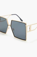 Rhinestone Square Frame Sunglasses