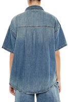 Denim Curved-Hem Shirt