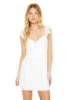 Eyelet Butterfly-Sleeve Mini Dress