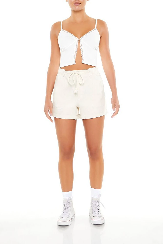 Drawstring Mid-Rise Trouser Shorts