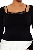 Plus Lace Cami & Sweater Combo Top