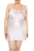 Plus Satin Bow Mini Slip Dress