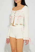 Betsey Johnson Rosette Cardigan Sweater