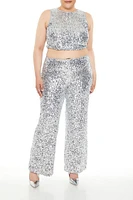 Plus Metallic Sequin Crop Top