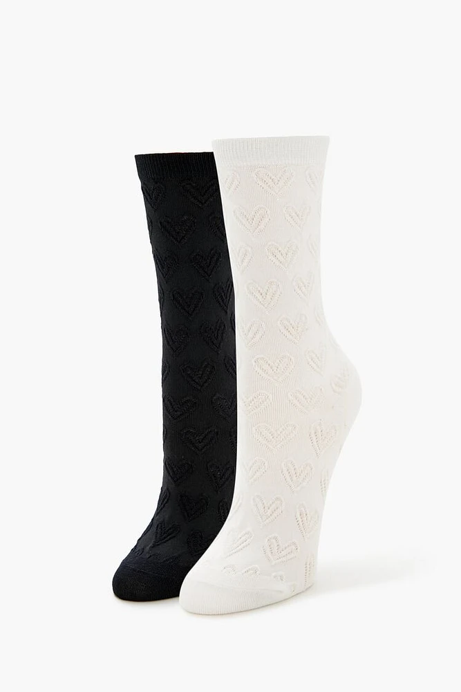 Heart Textured Crew Socks - 2 pack