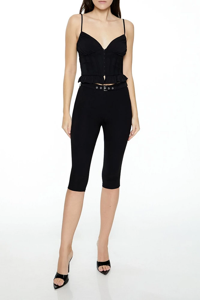 Buckled Mid-Rise Capri Pants