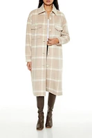 Plaid Drop-Sleeve Trench Coat