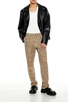 Slim-Fit Mid-Rise Leopard Pants