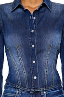 Stretch-Denim Long-Sleeve Shirt