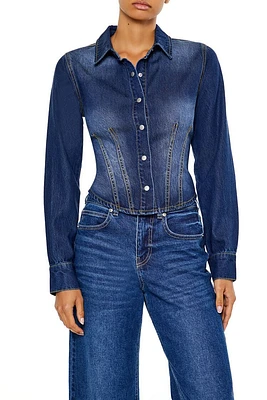 Stretch-Denim Long-Sleeve Shirt