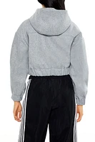 Cropped Funnel-Neck Zip-Up Hoodie