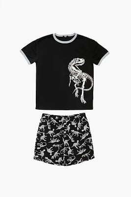 Kids Dinosaur Tee & Shorts Pajama Set (Girls + Boys)