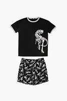 Kids Dinosaur Tee & Shorts Pajama Set (Girls + Boys)