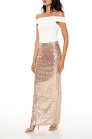 Metallic Sequin Maxi Skirt