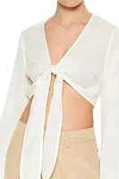 Plunging Tie-Front Crop Top