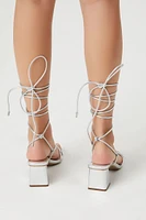 Metallic Strappy Lace-Up Block Heels