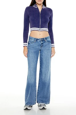 Stone Wash Low-Rise Flare Jeans