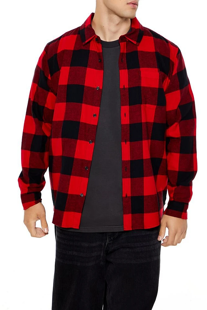 Plaid Flannel Curved-Hem Shirt