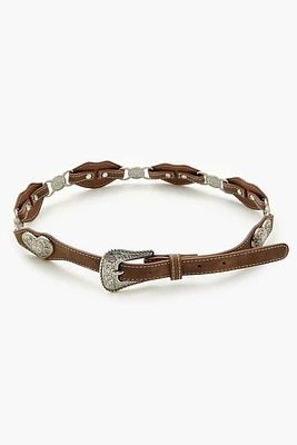 Etched Heart Faux Leather Belt