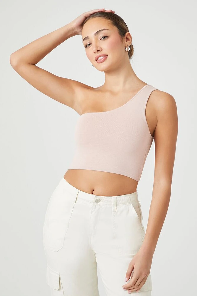 Sweater-Knit One-Shoulder Crop Top