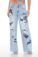 Tattoo Mid-Rise Baggy Jeans