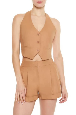 Cropped Open-Back Halter Vest