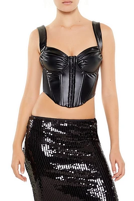 Faux Leather Bustier Crop Top