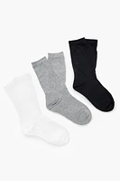Ribbed Crew Socks Set - 3 pack