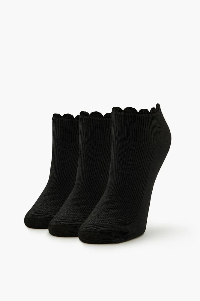 Ruffle-Trim Ankle Socks Set - 3 pack