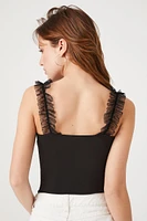 Ruffle-Strap Tank Bodysuit