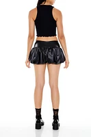 Faux Leather Bubble Mini Skirt