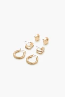 Rhinestone Stud & Hoop Earring Set