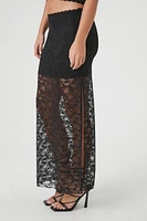 Lace Column Maxi Slit Skirt