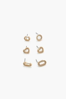 Cutout Heart Stud Earring Set