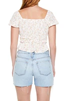 Ditsy Floral Puff-Sleeve Crop Top