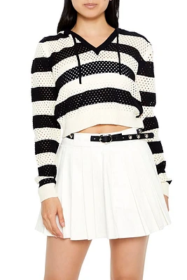 Striped Hooded Cropped Sweater