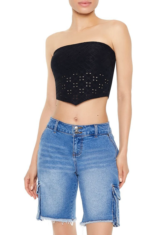 Cropped Eyelet Tube Top