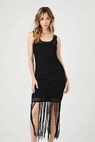 Crochet Sweater-Knit Fringe Dress