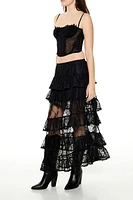 Sheer Flounce Maxi Skirt