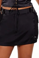 Plus Satin Cargo Mini Skirt