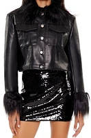 Faux Fur & Leather Trucker Jacket