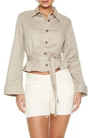 Twill Belted Bell-Sleeve Jacket