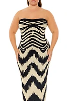 Plus Chevron Tube Maxi Dress