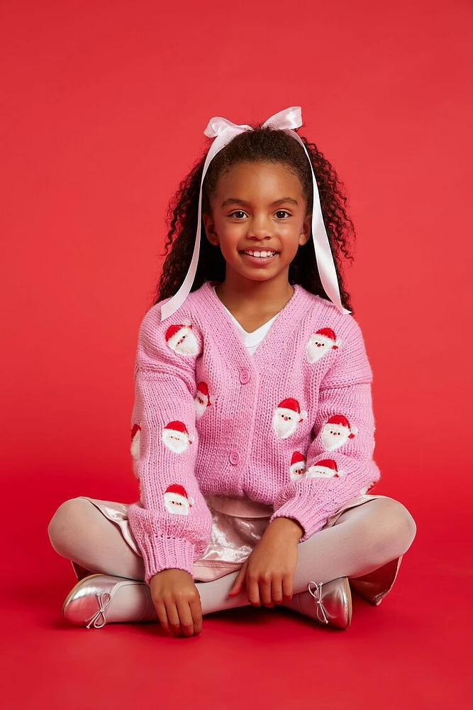 Girls Santa Cardigan Sweater (Kids)