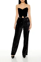 Notched Velvet Tube Crop Top