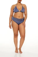 Plus Denim Bikini Top