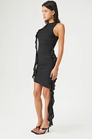 Ruched Sash Mini Bodycon Dress