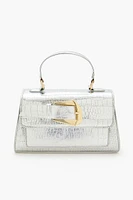 Metallic Faux Croc Crossbody Bag