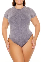 Plus Washed Rib-Knit Bodysuit