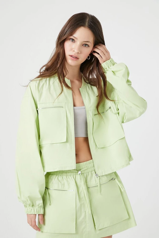 Poplin Balloon-Sleeve Bomber Jacket